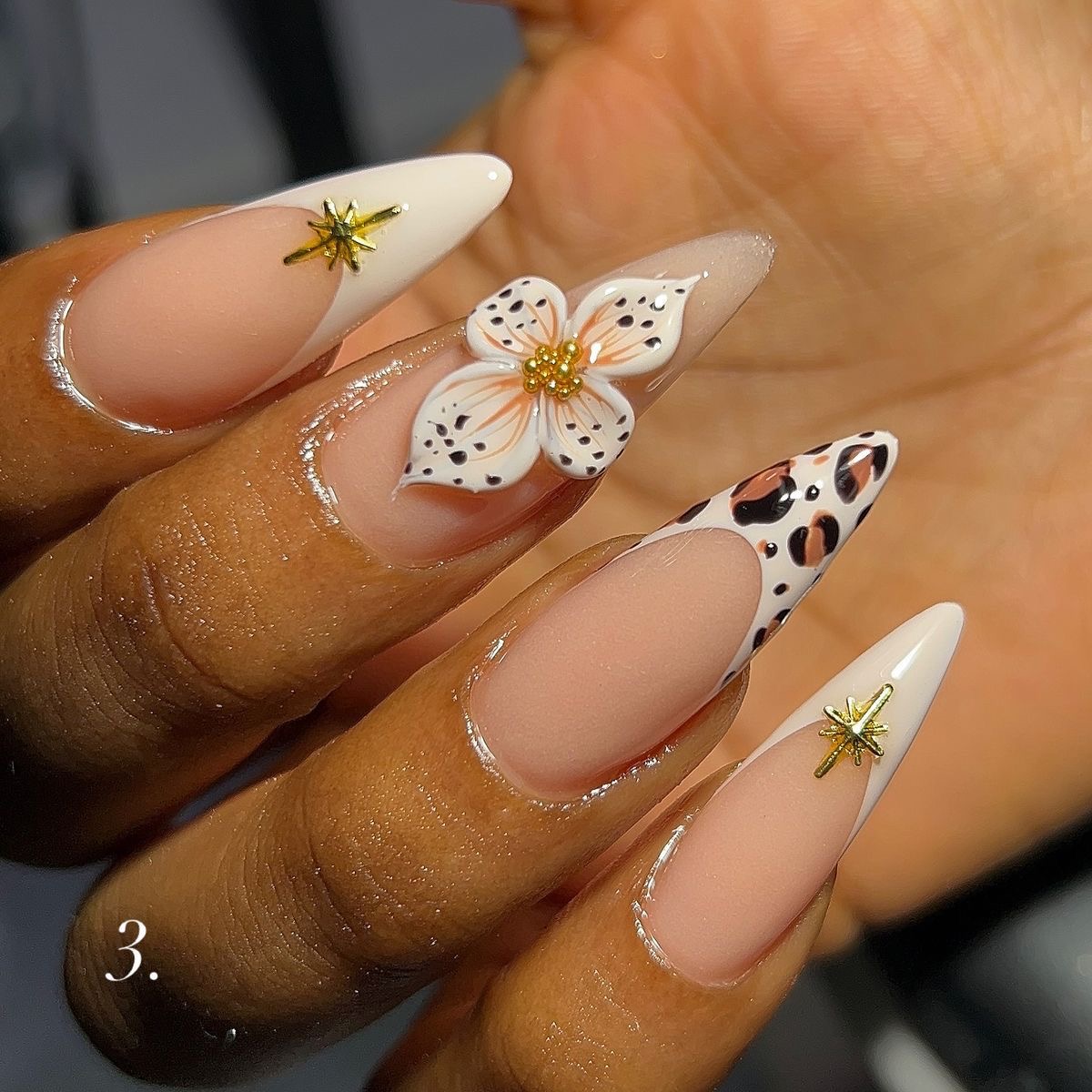 Yellow French tips with 3D flower